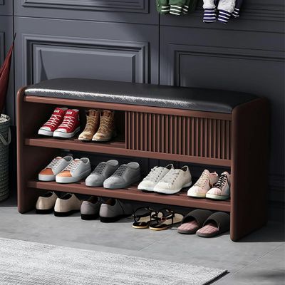 WZUOPG Modern Shoe Storage Bench,Wooden Entryway Bench with Leather Cushion,Upholstered Shoe Bench Shoe Cabinet Hallway Shoe Organizer Furniture-1pc