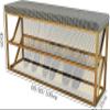 WZUOPG Storage Ottoman Foot Rest end of Bed Bench Entry Shoe Bench with Comfy Cushion,-Tier Metal Mesh Shoe Rack Bench Shoe Organizer-1pc view 4