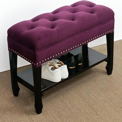 WZUOPG Storage Ottoman Foot Rest end of Bed Bench Solid Wood Entryway Bench Shoe Storage Bench,Comfy Upholstered Bench Shoe Bench,Rustic Benches Hallway Shoe Organizer Furniture Decor-1pc