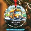 Personalized School Bus Glass Christmas Ornament 2026, School Bus Xmas Ornaments Gift for Kid Children Grandkids, Customized Year Name Bus Driver Glass Ornament, Keepsake Xmas Ornaments for Driver view 2