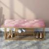 WZUOPG Modern Entry Shoe Bench Shoe Organizer Furniture,Luxurious Entryway Bench Shoe Rack Bench,Soft Velvet Upholstered Bench Seat Shoe Storage Bench-1pc view 1