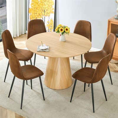 BAOPIN Round Dining Table Set for 6, 7-Piece Dining Table and Chair, 47'' Kitchen Table with Dining Chairs, Round Table and Chair Set for Home