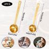 2 PCS Gold Measuring Spoons, 15 Ml and 30 Ml Stainless Steel Coffee Spoons Set Coffee Scoop for Ground Coffees, Long Handle Tablespoon Measuring Spoon for Milk Sugar Protein Brewin Gold Tea Spoon view 3