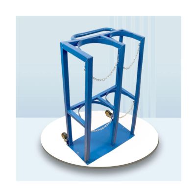 LVLDAWA Floor Mount Gas Cylinder Holder Stand, Steel Heavy-Duty Oxygen Tank Carrier, Outdoor Indoor Gas Cylinder Organizer Shelf with Wheels for 40L Gas Cylinder(Blue,65x31x100cm)