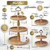 [3-in-1] Wooden Tiered Tray Stand - Beaded 3 Tiered Tray Decor Wood Cupcake Stand for Farmhouse Country Rustic Home - 3 Tier Stand [with 3 Changeable Handles] by Felt Creative Home Goods (Brown) view 4
