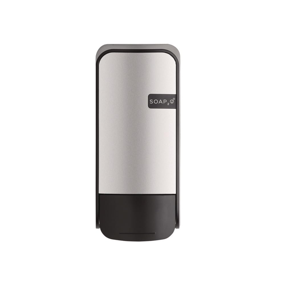 Soapo Case of 12 - Commercial Wall Mount Foaming Hand Soap Dispensers, 1600 dose / 1000mL Capacity, Easy to Fill, Made from 100% Recycled Plastic, Stainless Steel Design