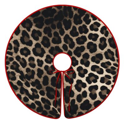 Christmas Skirt for Tree Black Leopard Print Printed 48 Inch Christmas Tree Skirt Xmas Tree Ornaments for Home Office Winter Holiday Party Decor