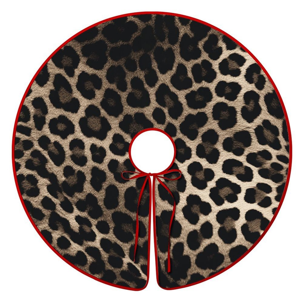 Christmas Skirt for Tree Black Leopard Print Printed 48 Inch Christmas Tree Skirt Xmas Tree Ornaments for Home Office Winter Holiday Party Decor