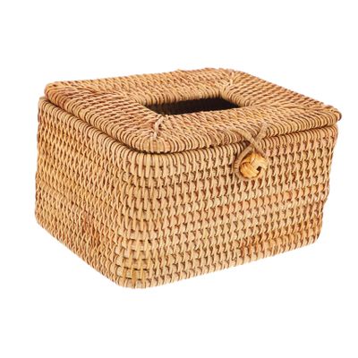 Unomor Multi-Purpose Tissue Holder Stylish Rattan Tissue Box for Easy Access Practical Storage Container for Compact Design