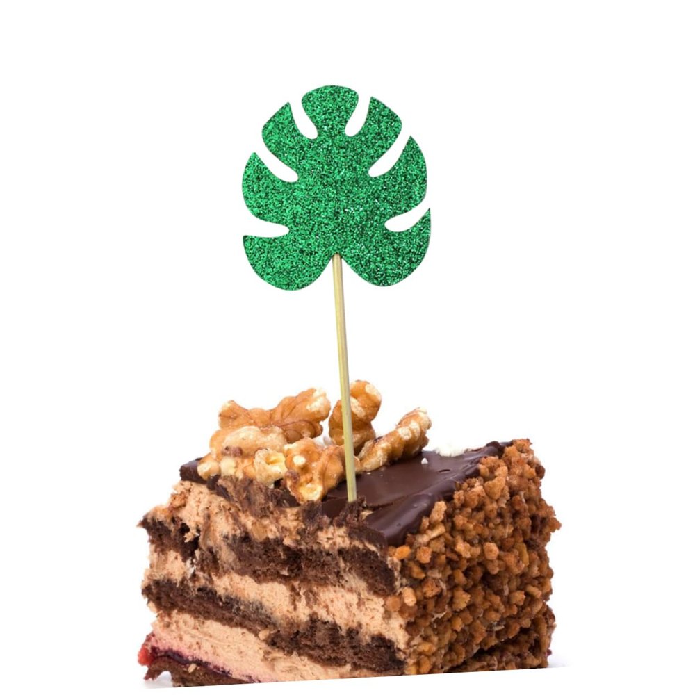 ABOOFAN 15 Piece Cake Card Decorations Monstera Leaf Cupcake Picks for Birthday