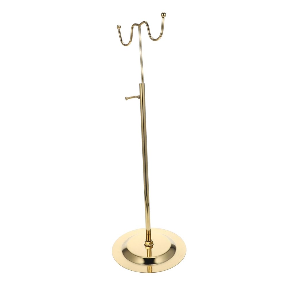 ANDRESLAD Adjustable Iron Handbag Display Stand with Dual Hooks, Golden