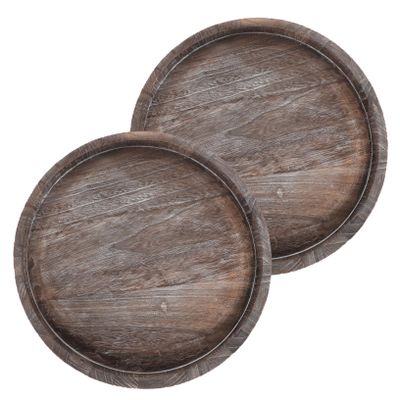 2pcs Wooden Circle Trays for Decor, Serving and Organizing
