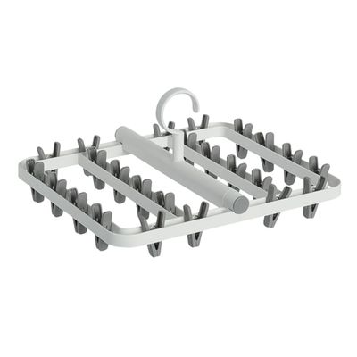 ANDRESLAD 1pc Foldable Laundry Rack Windproof Plastic Clothes Hanger for Socks and Towels Multi-Function Design Space-Saving Drying Pale Grey