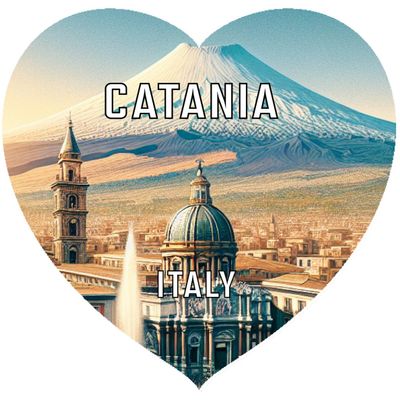 Catania Italy Travel Souvenir Destination Die Cut Heart Shaped Decorative Flat Magnet 2-Inch