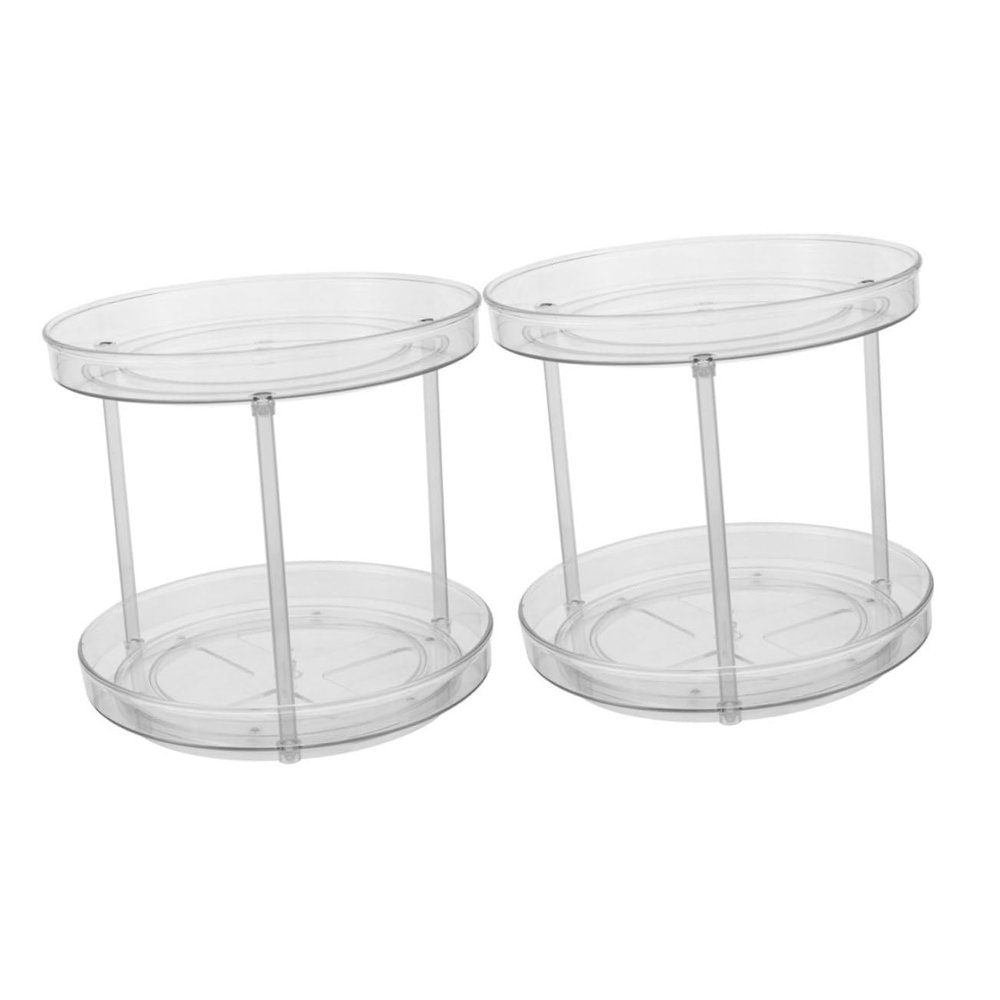 CIYODO 2pcs Rotating Makeup Organizer Round Storage Tray for Cosmetics Seasonings Multi-Functional Turntable Spice Holder for Kitchen and Vanity