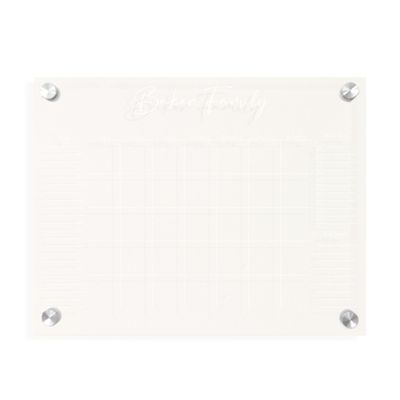 Personalized Clear Acrylic Calendar for Wall, Calendar Whiteboard for Wall, Dry Erase Wall Calendar, Wall Calendar Organizer System for Home (Cursive, White, 14"W x 11"H)