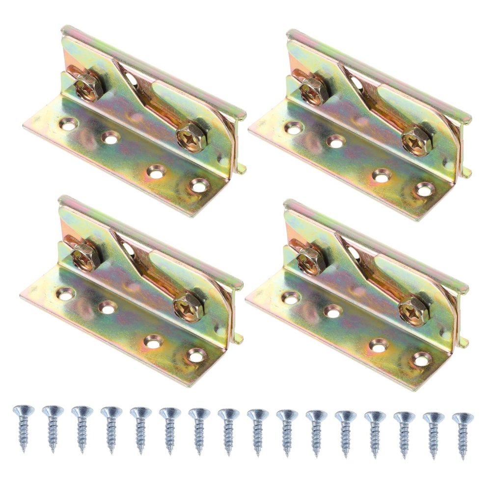 BELLIFFY 4pcs Heavy Duty Bed Frame Hardware Bed Rail Brackets for Adults Easy Assembly Random Color