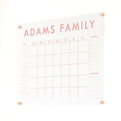 Personalized Clear Acrylic Calendar for Wall, Calendar Whiteboard for Wall, Dry Erase Wall Calendar, Wall Calendar Organizer System for Home (Block, Blush, 31"W x 23"H)