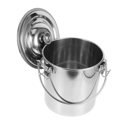 OSOLADY Stainless Steel Sealed Bucket Portable Container for Oil Food and Liquid Transport with Buckle Handle Construction for Kitchen Use