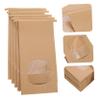 Anneome 100pcs Snack Bag Kraft Paper Cookie Candy Packaging Bags Greaseproof Window for Party Treats view 4
