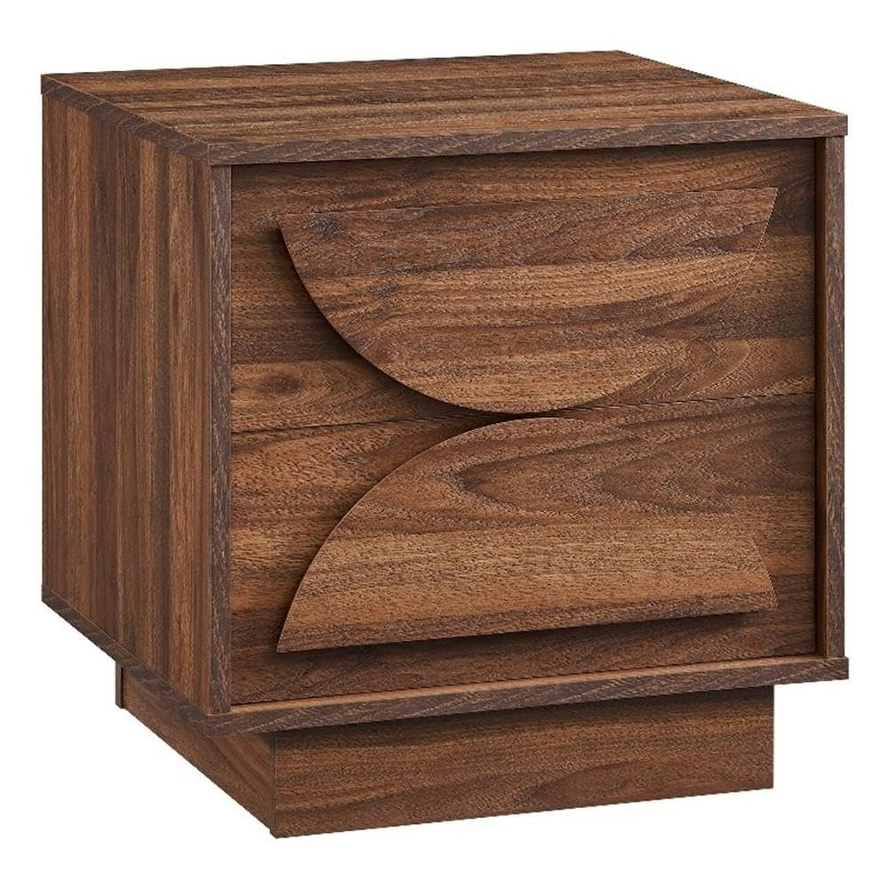 Modway Bulwark Modern Brutalist 2 Drawer Nightstand in Walnut