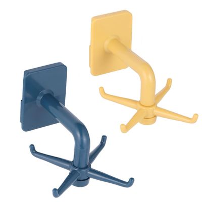 SHOWERORO 2pcs Rotatable Multifunction Hook Hangers Nail Wall-Mounted Storage Rack for Kitchen and Bathroom Easy Install Suitable for Smooth