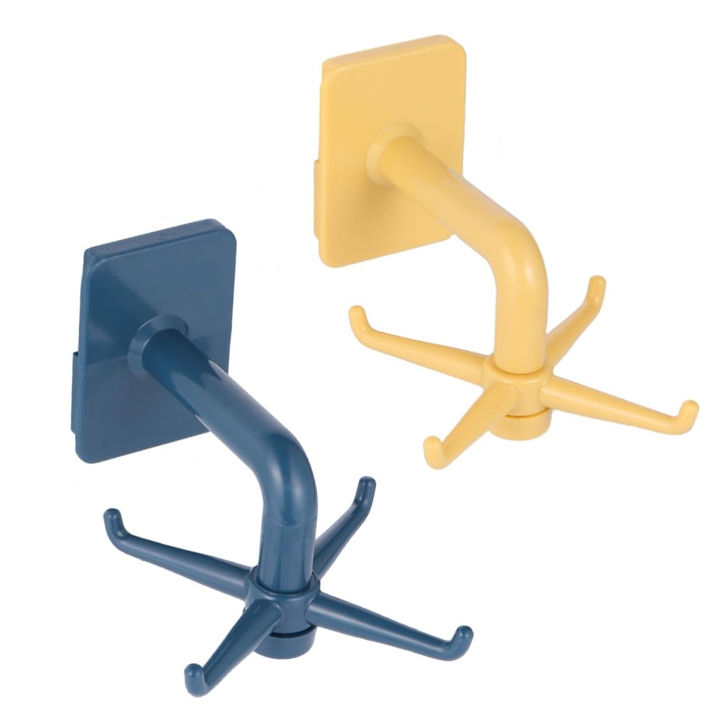 SHOWERORO 2pcs Rotatable Multifunction Hook Hangers Nail Wall-Mounted Storage Rack for Kitchen and Bathroom Easy Install Suitable for Smooth