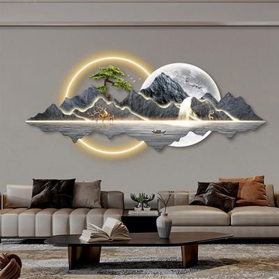 LED Wall Art Decor with Led Light, 3D Wall Hanging Sculpture for Bedroom, Living Room & Doorway (120*45cm/47.2*17.7in)