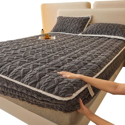 XMAYODS Velvet Mattress Cover for Queen/Full/King Size Bed, Flannel Fluffy Mattress Protector Non-Slip, Velvet Mattress Covers Plush Fitted Sheet(Color 7,2PCS 48x74cm(Pillowcase))