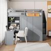 Eailaveo Full Size Loft Bed with Wardrobe and Desk, Multi-Function Wood Loft Bed Frame with Storage Shelves and Staircase for Kids Kids Teens Adults, Maximized Space (Grey-08) view 3