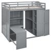 Eailaveo Full Size Loft Bed with Wardrobe and Desk, Multi-Function Wood Loft Bed Frame with Storage Shelves and Staircase for Kids Kids Teens Adults, Maximized Space (Grey-08) view 4