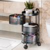 toxaaiwr Kitchen Trolley on Wheels, Rotating Trolley, Kitchen Trolley, 3/4 Levels Fruit Basket Storage Container, Removable Recess Shelf, Bathroom Shelf, Black, for Kitchen, Living Room Four Layer view 3