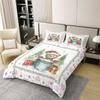 Feelyou Merry Bedding 100% Cotton Duvet Cover Set King Merry Christmas Tree Bedding Set Decor Bear Comforter Cover Wild Animal Bedspread Cover Bathtub Bedroom Bedclothes,No Comforter view 2