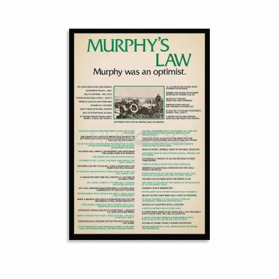 Murphy's Law Vintage Poster,Humorous Wall Art Canvas Painting Posters And Prints Wall Art for Living Room Bedroom Decor 24x36inch(60x90cm) Unframe-style