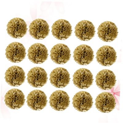 GOOHOCHY 20pcs Gold Tissue Paper Flower for Party Decoration Hanging Pom Poms for Birthday Wedding Shower and Home Decor Paper Flower