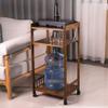 EHVYBDX Storage Rack Kitchen Trolley Serving Trolleys with Island Wheels Multi-Purpose Trolley with 2 Shelves in Solid Wood Guard Rail Wheels with Lock Removable Organizer 2 Sizes view 3