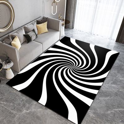 2x3 Area Rugs Black and White Swirl Small Entryway Mats, Optical Illusion Laundry Room Rug Non Slip Throw Rugs for Front Door Bedroom Bedside