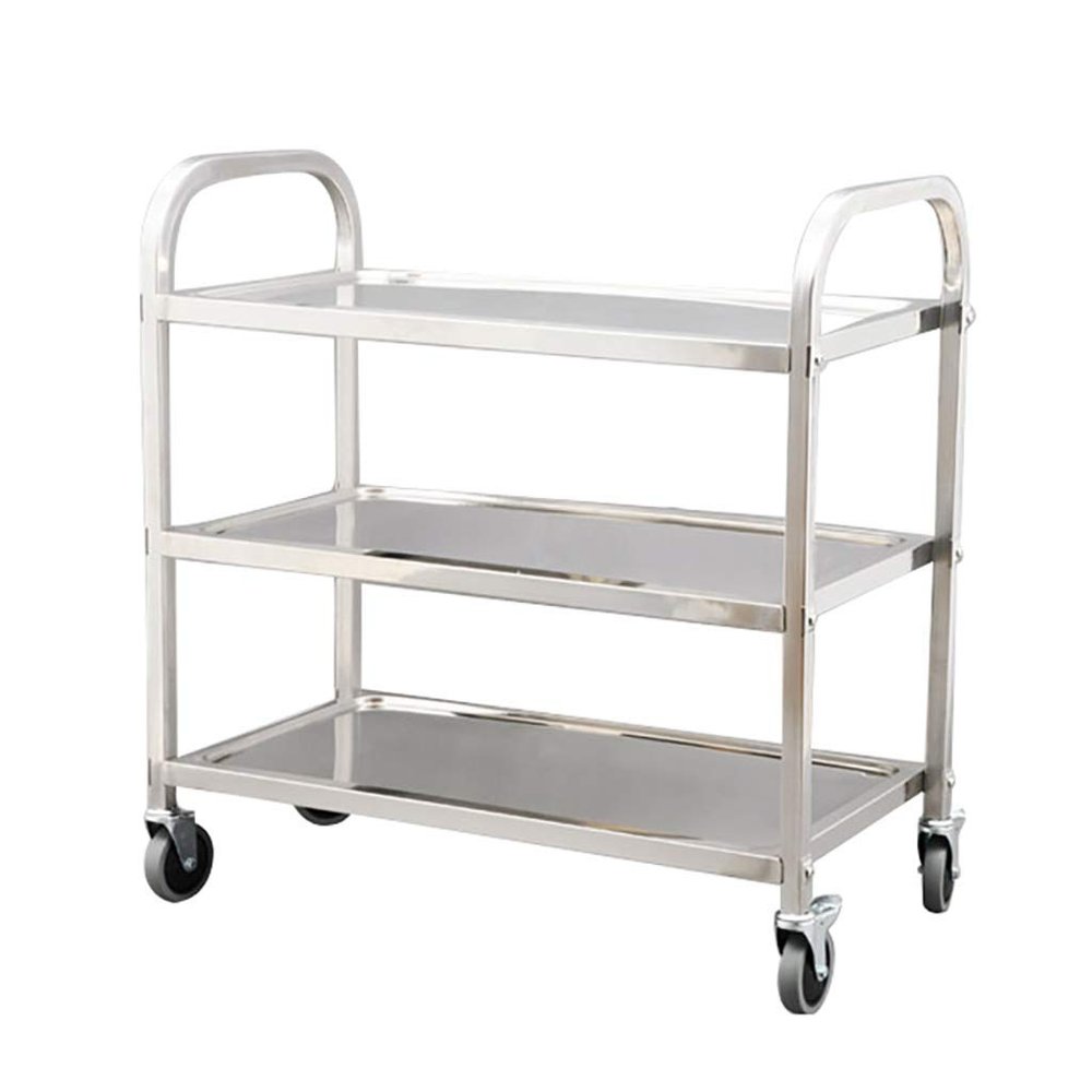 EHVYBDX 3 Layer Tea Cart Serving Trolley Stainless Steel Dining Cart Rolling Storage Dining Cart Hotel Dessert Tool Cart Mobile Hotel & Restaurant Furnishing Furniture