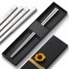 Personalized Metal Chopsticks, Custom Stainless Steel Reusable Silver Chopsticks Engraved with Name, Square Non-Slip Chop Sticks for Wedding, Anniversary, Birthday, Back to school, Christmas Gifts view 1