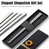 Personalized Metal Chopsticks, Custom Stainless Steel Reusable Silver Chopsticks Engraved with Name, Square Non-Slip Chop Sticks for Wedding, Anniversary, Birthday, Back to school, Christmas Gifts view 2
