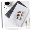 AOKWAWALIY Nordic Style Marble Tray Guest Towel Tray Stone Cutting Board Marbling Storage Board Dough Board Snack Plate Marble Food Tray Kitchen Counter Tray Bread Display Board White view 2