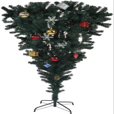 Christmas Pine Tree Solid Tree with Metal Stand for Outdoor Indoor Decorations 5 Ft Black Upside-Down Artificial Christmas Tree Black Upside-Down Halloween Tree