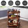 EHVYBDX Bar Cart Wood 3 Tiers Kitchen Serving Trolley with Wine Rack Storage Trolley Lockable Wheels Sturdy Rolling Cart view 3