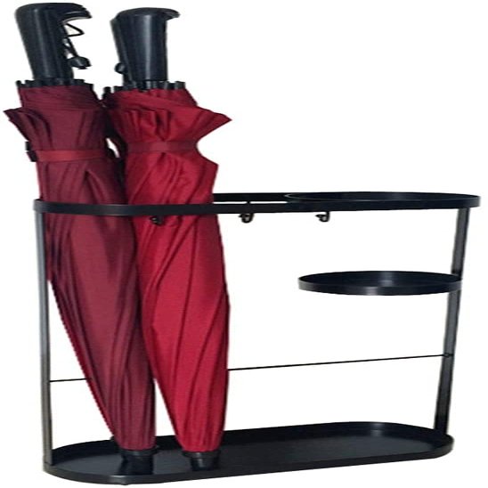bns7fapq Umbrella Stand Entrance Channel Metal Parachute Holder 6 Hooks and Drops Small Space/Home/Office Decoration (Color : Black)