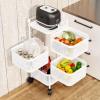 toxaaiwr Kitchen Storage Cart, Storage Trolley on Wheels, 4/5-Layer Rotating Trolley, Fruit Basket Storage Container, Fruit Vegetable Metal Wire Shelf with Top Lid for Living Room, Kitchen White 4-La view 1