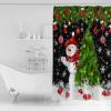 Christmas Red Snowman Decorative Shower Curtain Farmhouse Fabric Waterproof Bath Shower Curtains Bathroom Accessories Winter Xmas Tree Snowflake Balls Black Washable Curtain 36x72 Inch for Home Hotel view 3