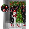 Christmas Red Snowman Decorative Shower Curtain Farmhouse Fabric Waterproof Bath Shower Curtains Bathroom Accessories Winter Xmas Tree Snowflake Balls Black Washable Curtain 36x72 Inch for Home Hotel view 4