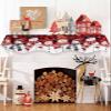 Christmas Snowman Fireplace Mantle Scarf, Winter Snowflake Checkered Red Black Fireplace Scarf Cover Mantel Shelf Top Scarf Runner Mantel Cover Fireplace Decoration for Holiday Living Room 60"x17" view 3