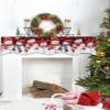 Christmas Snowman Fireplace Mantle Scarf, Winter Snowflake Checkered Red Black Fireplace Scarf Cover Mantel Shelf Top Scarf Runner Mantel Cover Fireplace Decoration for Holiday Living Room 60"x17" view 4