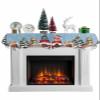 Blue Christmas Gnomes Fireplace Mantle Scarf, Winter Snowflake Xmas Pine Tree Cat Fireplace Scarf Cover Mantel Shelf Top Scarf Runner Mantel Cover Fireplace Decoration for Holiday Living Room 70"x17" view 1